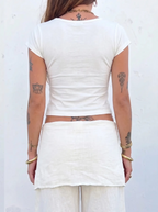 Handmade Spiral Appliqu¨¦ Wide Square Neck Cropped Top