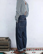 Vintage Striped  Straight Leg Pants(No shoulder straps)