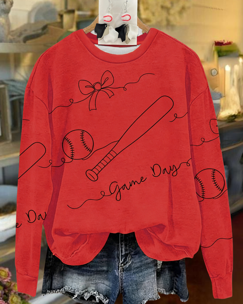 Baseball Game Day Embroidered Sweatshirt