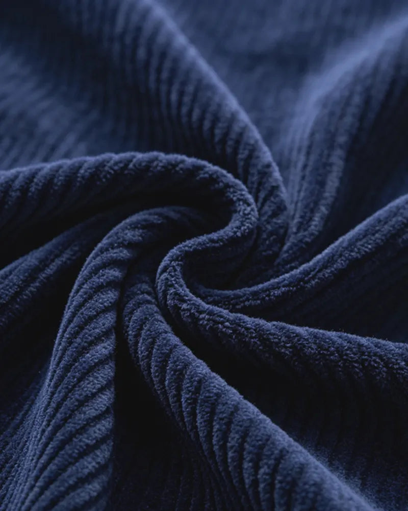 Vintage Dark Blue Corduroy Straight-leg Casual Pants