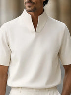 Urban Minimalist Stand Collar Short Sleeve Top