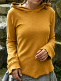Mustard Yellow Hooded Flared Sleeve Top