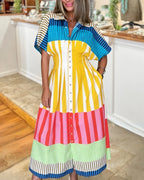 Vibrant Rainbow Stripe Maxi Dress