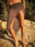 Hemp and Silk Net Fabric Wrap around Pareo Skirt