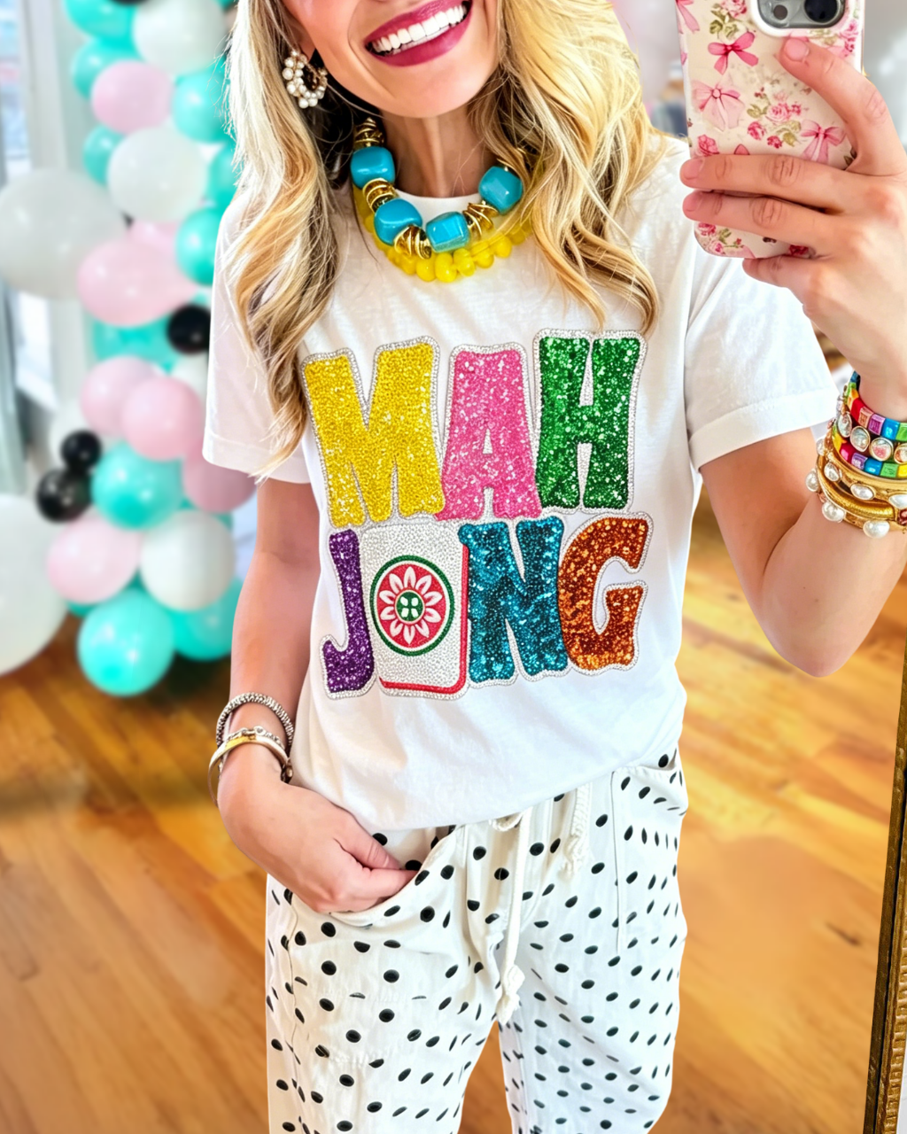 Colorful Mahjong Sequin T-shirt