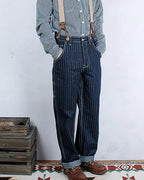 Vintage Striped  Straight Leg Pants(No shoulder straps)