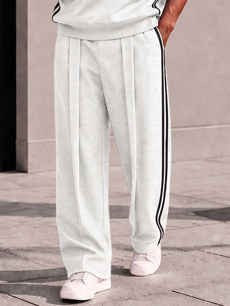 Athleisure Contrast Stripe Sweatshirt Pants Set