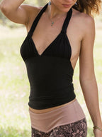 Beach Tank Top, Holiday Wear, Bohemian Halter Top, Open Back Top