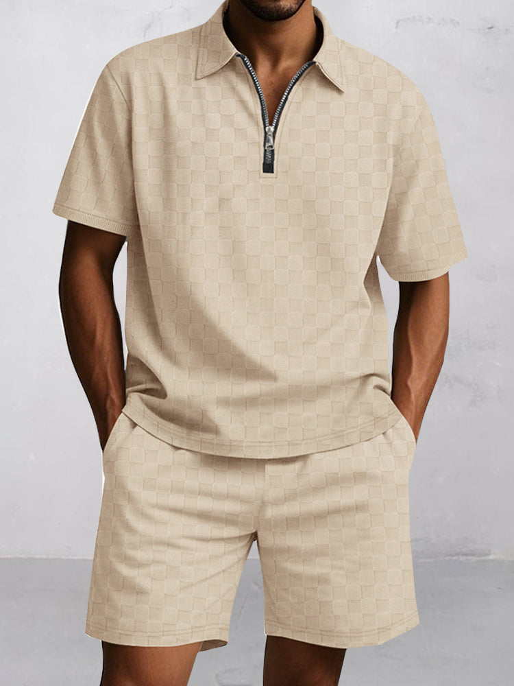 Timeless Checkered Shirt Shorts Set