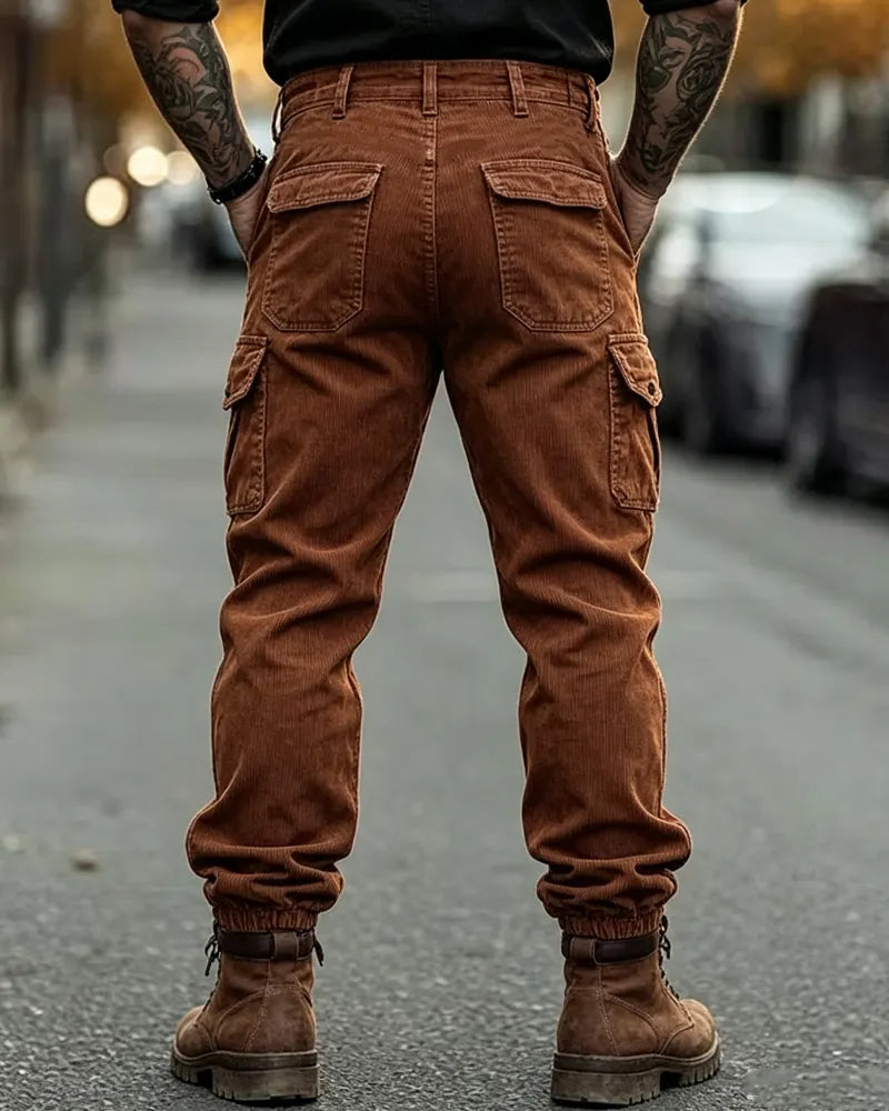 Vintage Reddish-brown Corduroy Cargo Pants