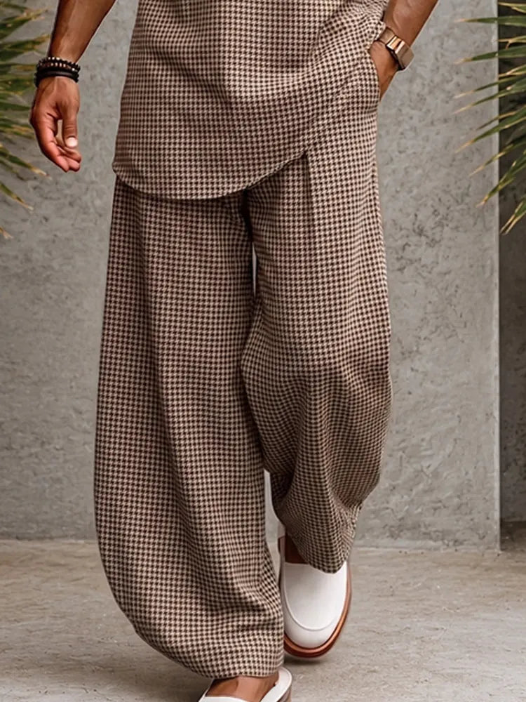 Classic Relaxed Fit Plaid Print Matching Set