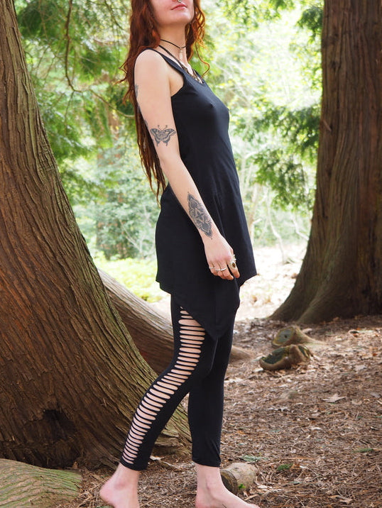 Tribal Asymmetric Drawstring Tank Top