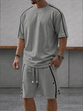 Athleisure Zipper Accent T-Shirt Shorts Set