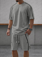 Athleisure Zipper Accent T-Shirt Shorts Set