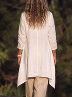 Natural Linen V-Neck Mid-Length Tunic