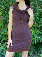 Sleeveless Portal Dress / Cotton Cowl Hooded Dress with Pockets