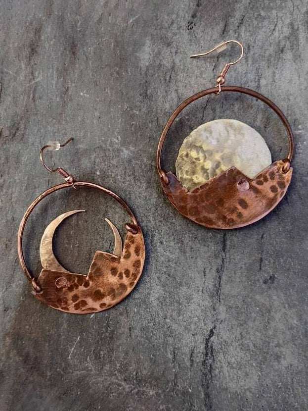 Bohemian Vintage Hollow-Out Moon Drop Earrings