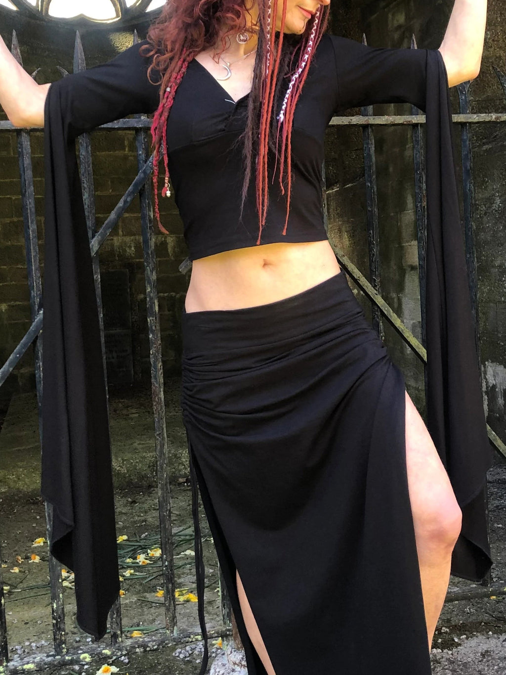 Black Wing Sleeve Top, Elven Fairy Burning Man Clothing