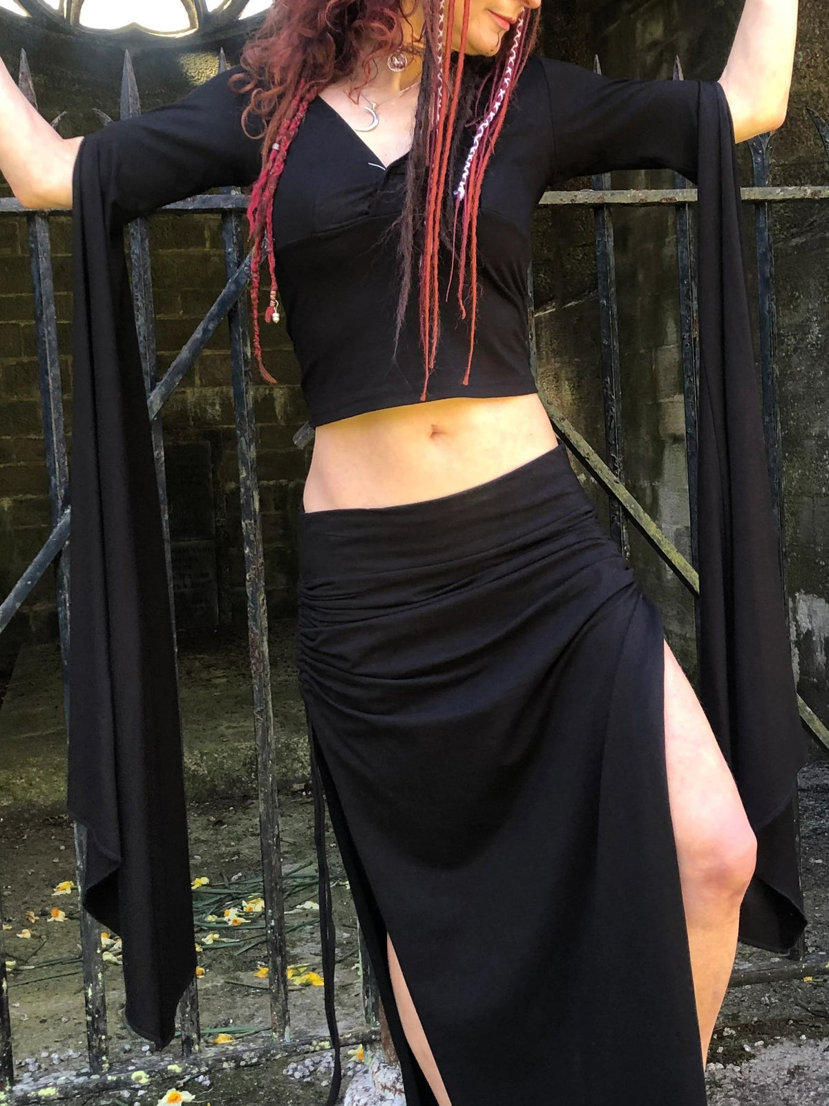 Black Wing Sleeve Top, Elven Fairy Burning Man Clothing