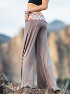 Yoga Resort Lounge Beach Pants with Fold over Tribal Print Skirt Waistband