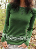 Floral Print Long Sleeve Top in Green ¨C Classic Style