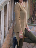 Ethnic Bohemian Raw Cotton Shirt - Longsleeve Ethnic Blousa