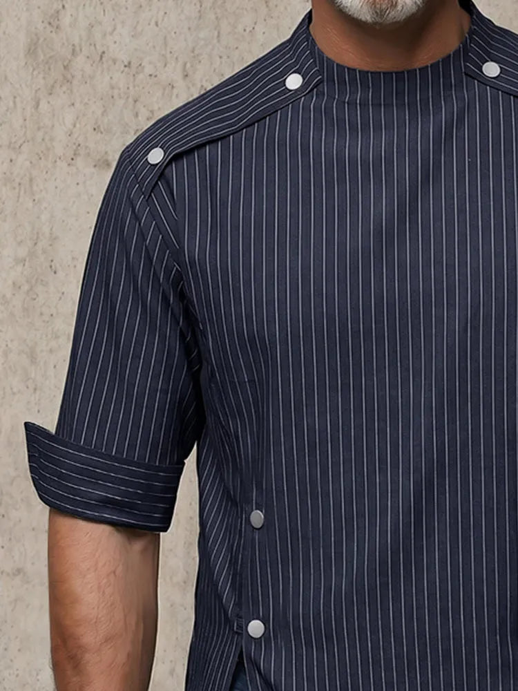 Urban Button Detail Pinstripe Pullover Shirt