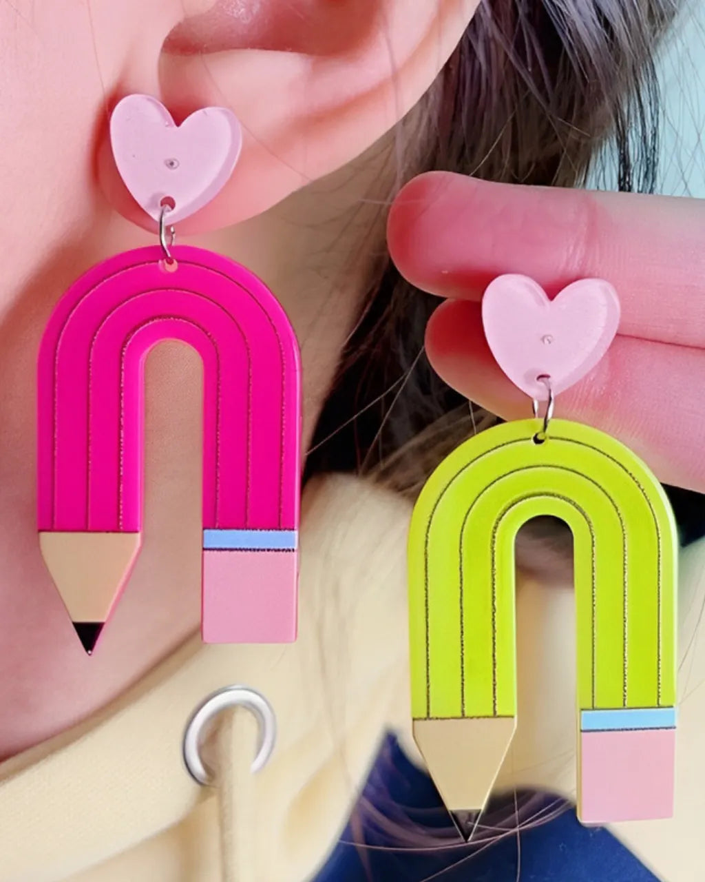 Unique Pencil Heart Earrings