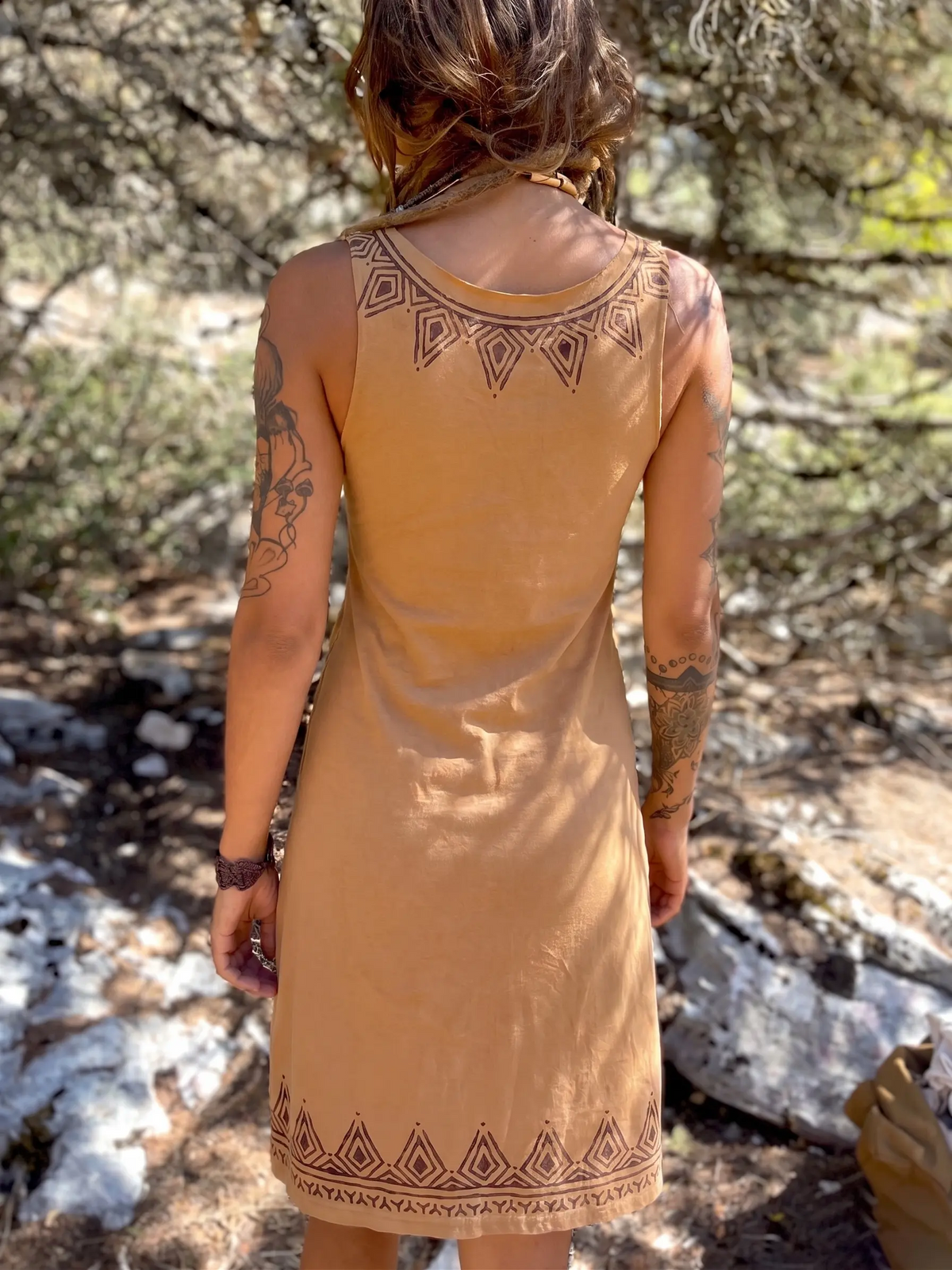 Long Tribal Block Print Dress