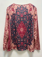 Women's Floral Print V Neck Long Sleeve T-Shirt - Casual Spring and Fall Top