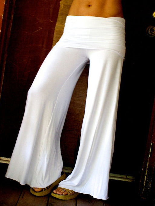 Ruched Butt Wide Leg Yoga Resort Lounge with Fold Over Skirt Waistband
