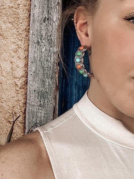 Turquoise Vintage Geometric Statement Earrings
