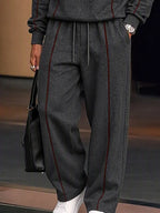 Athleisure Contrast Line Sweatshirt Pants Set