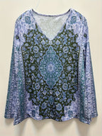 Women's Floral Print V Neck Long Sleeve T-Shirt - Casual Spring and Fall Top