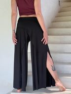 Bohemian Resort High-Waist Wrap Slit Draped Wide Leg Pants
