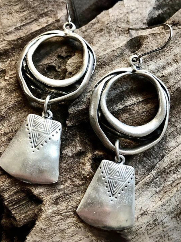 Vintage Hollow-Out Multi-Layer Circle Geometric Drop Earrings