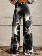 Women's Vintage Stars Print Casual Wide Leg Pants