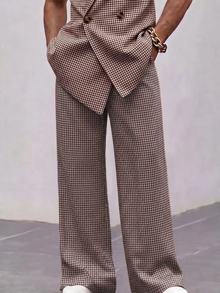 Vintage Smart Casual Plaid Matching Set