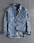 Retro Loose Striped Shirt Jacket