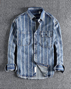 Retro Loose Striped Shirt Jacket