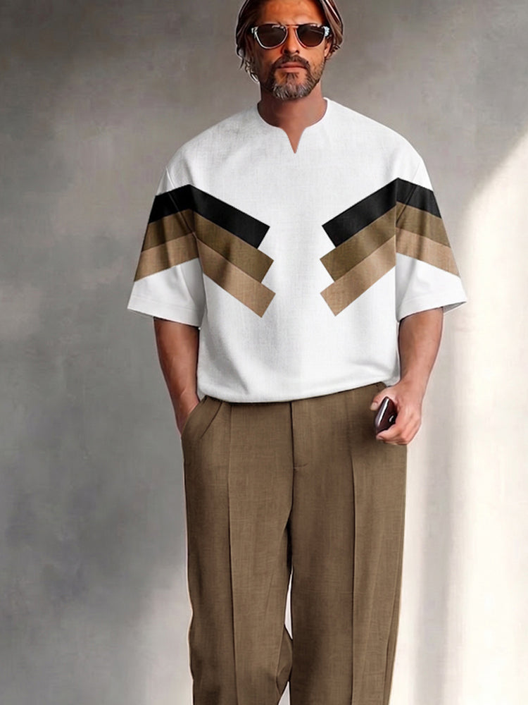 Urban Relaxed Fit Colorblock T-Shirt Pants Set