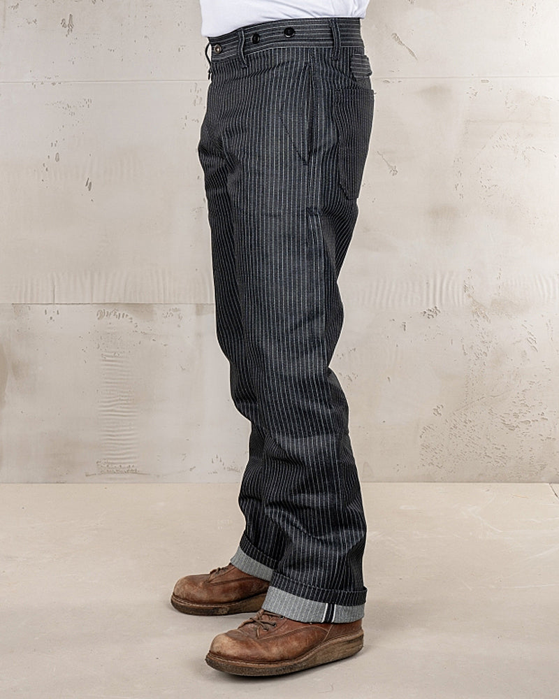 Retro Black Striped Straight-leg Casual Pants