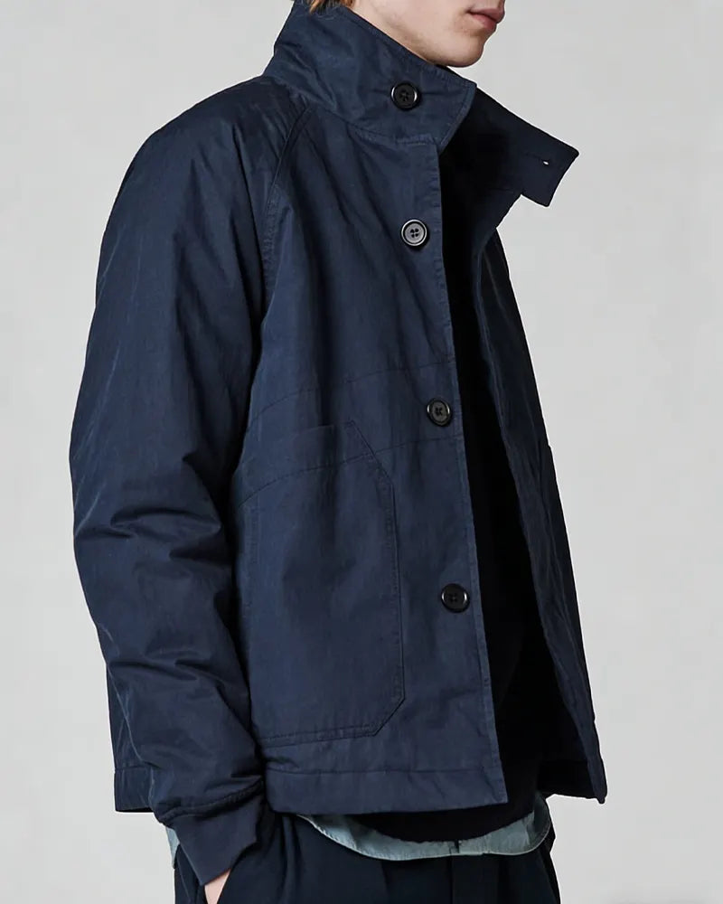 Men's Navy Blue Stand-up Collar Buttons Jacket