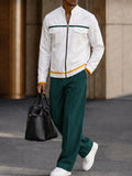 Sporty Contrast Color Jacket Pants Set