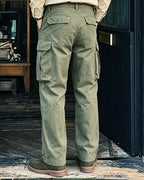 Vintage Army Green Big Pocket Cargo Trousers