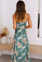 Strappy floral-print satin resort dress