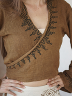 Print Jute Hoodie | Bohemian Wrap Top