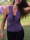 Sleeveless Wrap Top, Lightweight Open Front and Tie Back Blouse