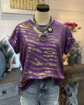 Tiger-Stripe Sequin Game-Day T-Shirt