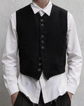 Vintage Black V-neck Single-breasted Vest
